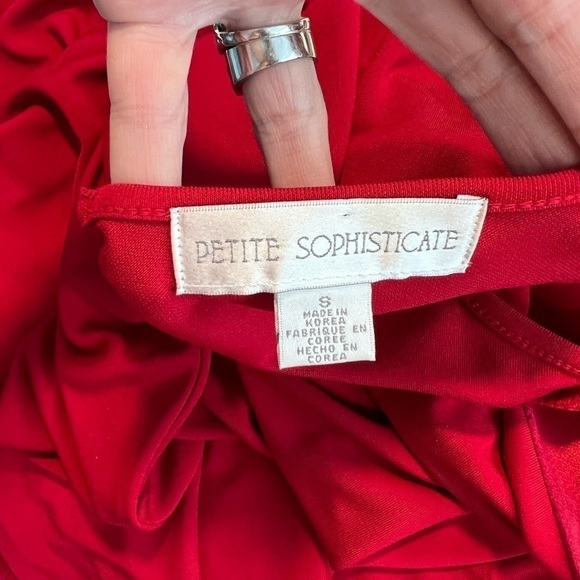 Petite Sophisticate,Rich Red,Chest-Enhancing, Cocktail Dress,Eye-Catching Design - Picture 3 of 10